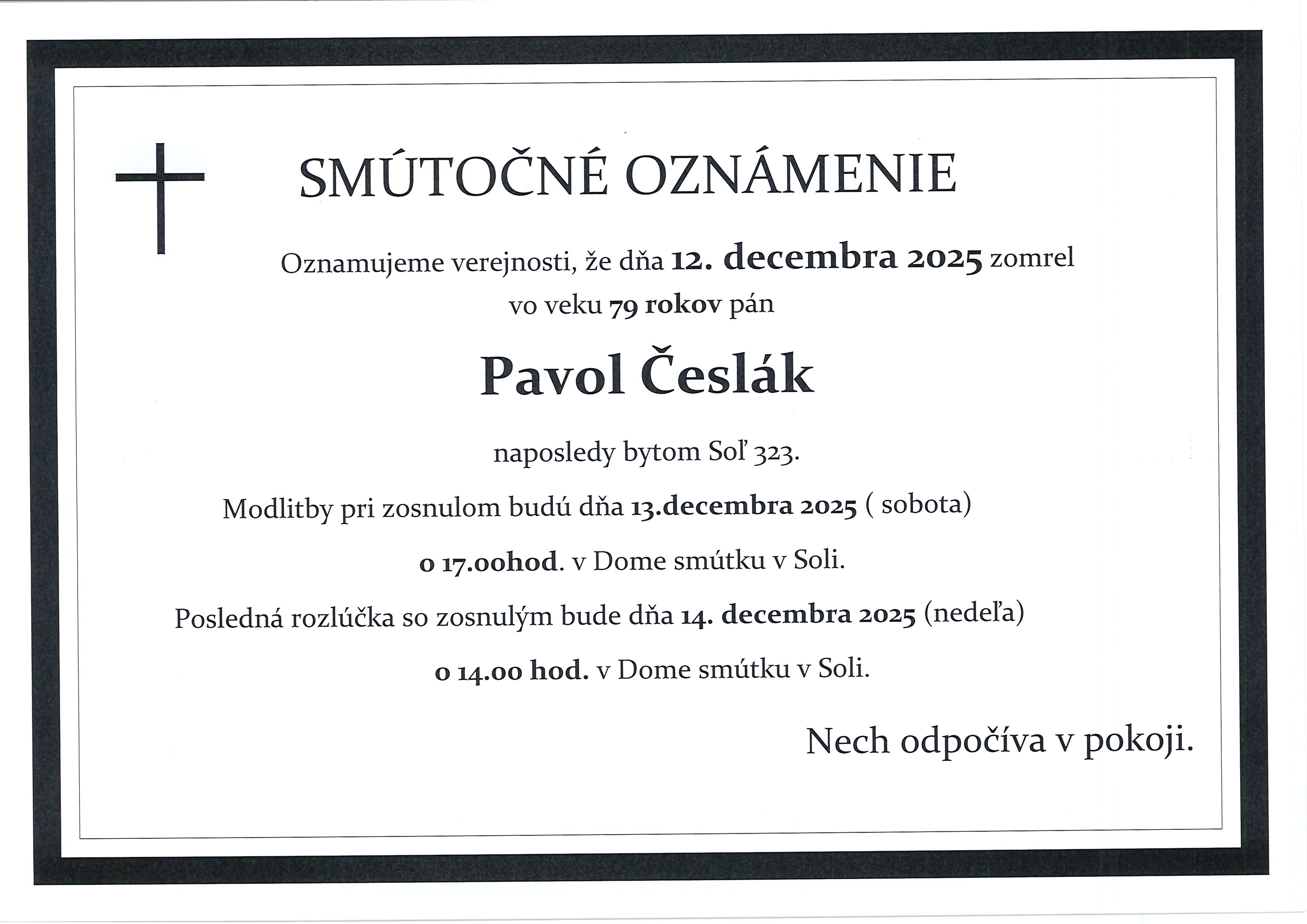 Smútočné oznámenie