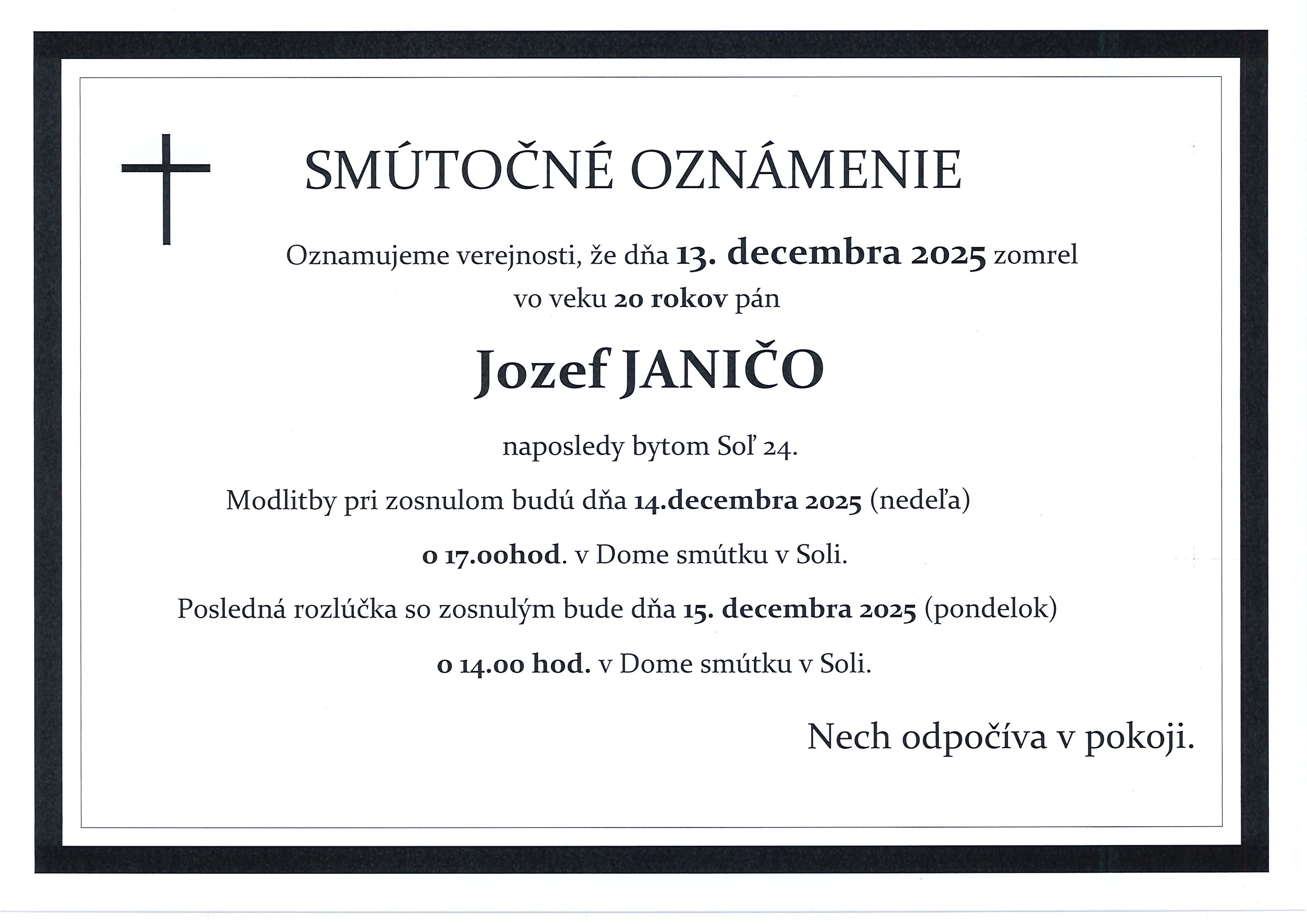Smútočné oznámenie