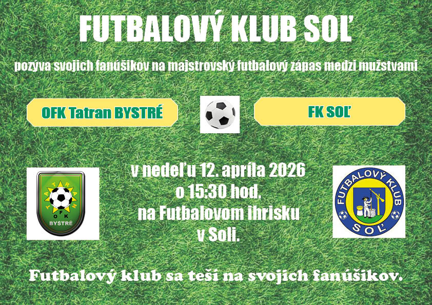 Plagát pozvánka na futbalový zápas