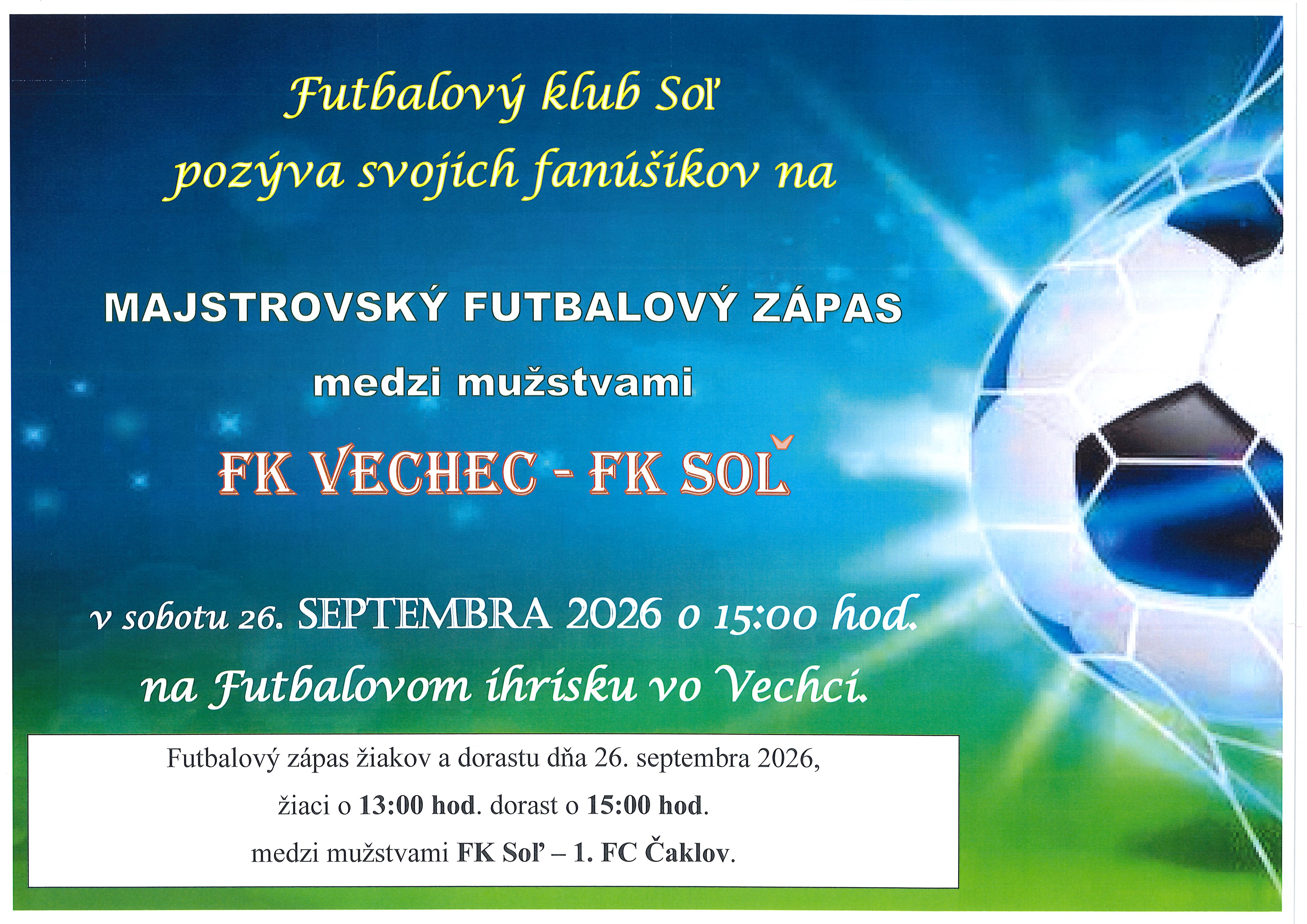Pozvánka na futbalový zápas