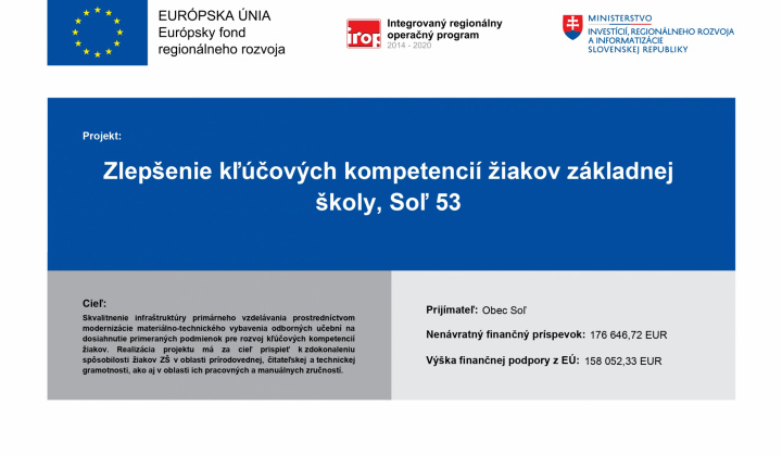 Fotka - Zlepšenie kľúčových kompetencií žiakov Základnej školy Soľ 53