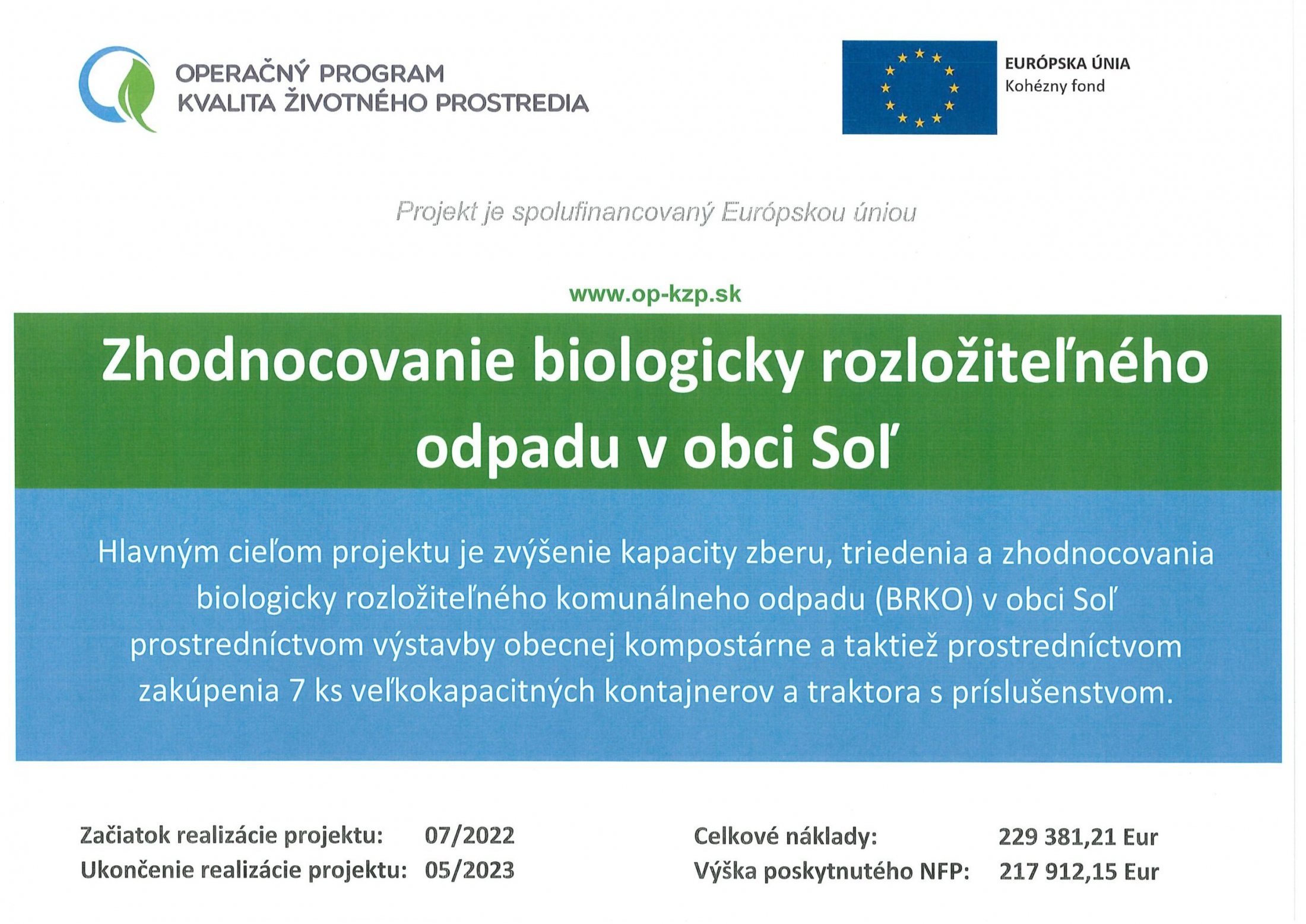 Fotka - Zhodnocovanie biologicky rozložiteľného odpadu v obci Soľ 07/2022 - 05/2023