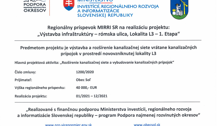 Fotka - Výstavba infraštruktúry - rómska ulica, Lokalita L3 - 1. Etapa